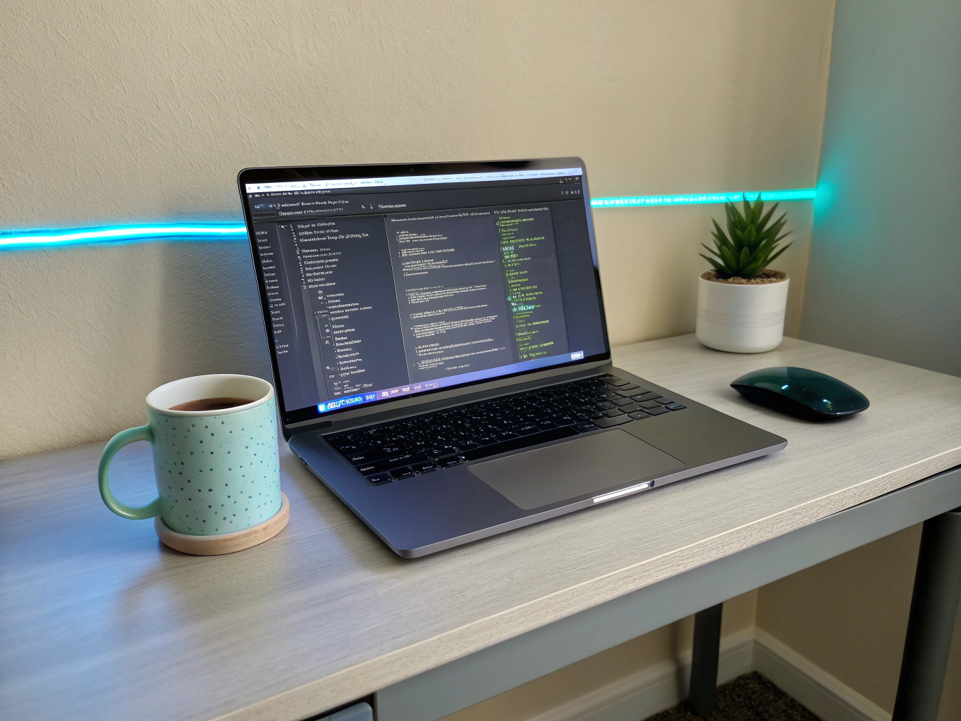 Modern workspace with technology